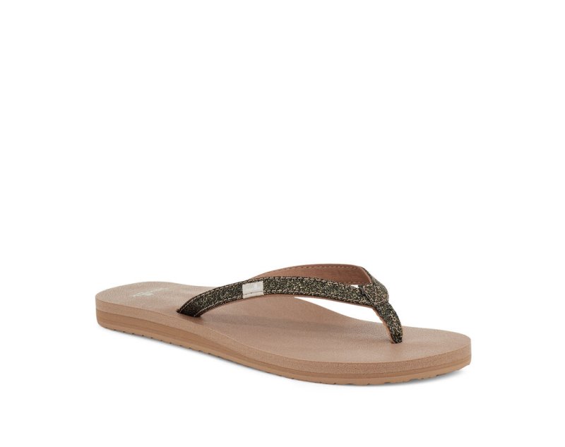 Sanuk Yoga Joy Sparkle Women's Flip Flops Gold | Canada 80AHK